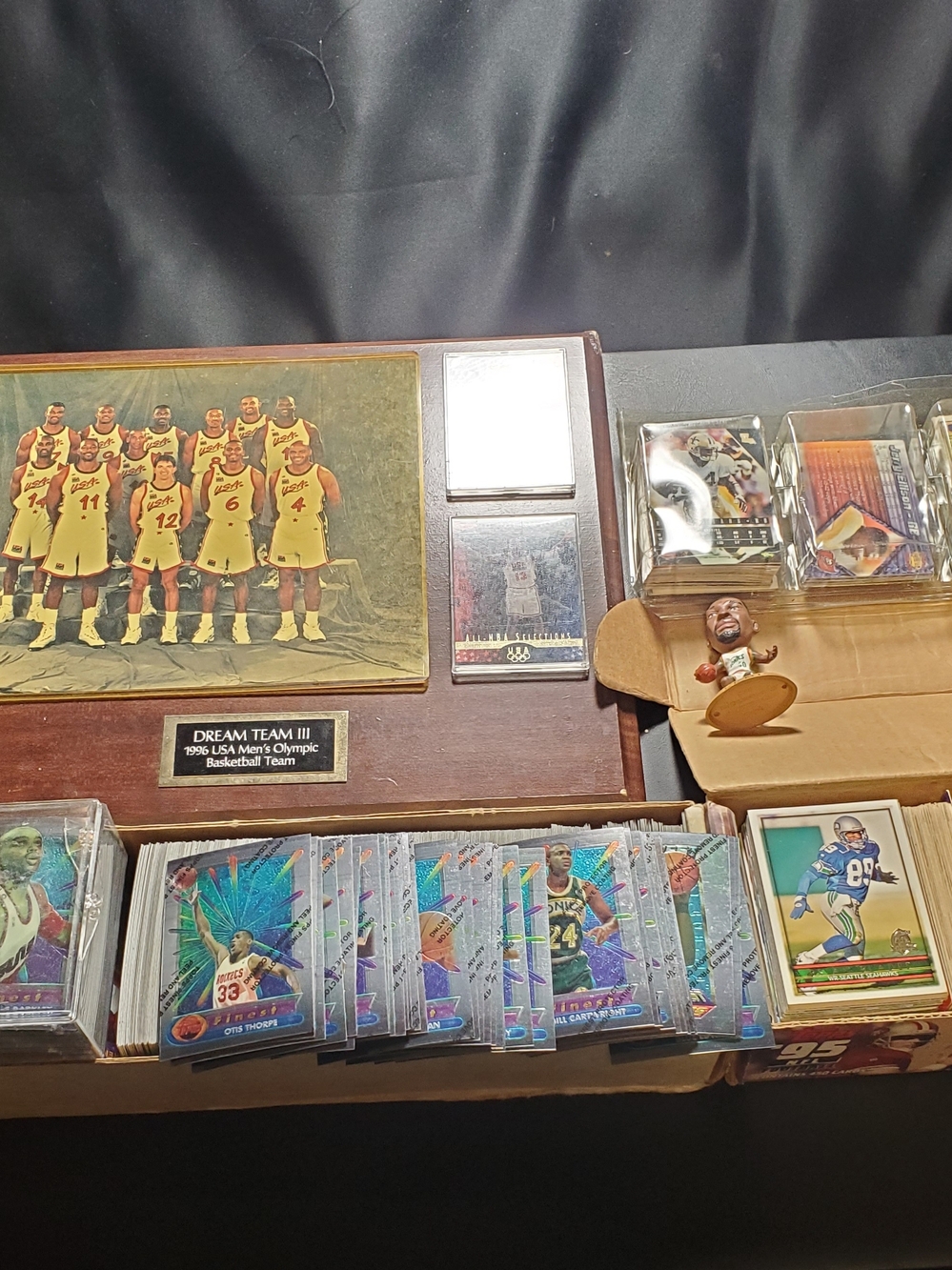 Vintage Basketball Card Collection with Team Plaque and Inserts Dream Team Ill